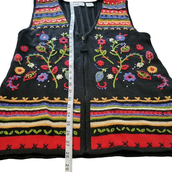Vintage White Stag Women's Knit Embroidered Long Line Vest, Size 14W/16W - Picture 9 of 12